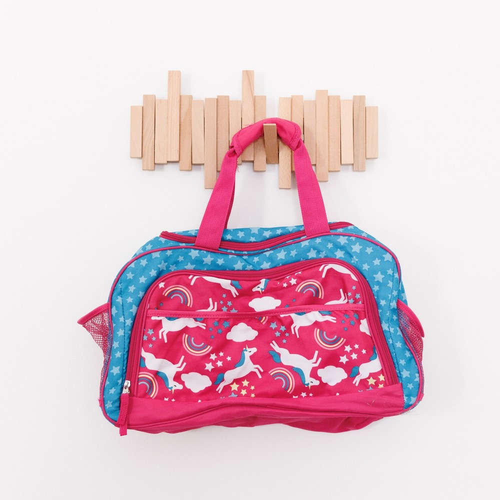 Pink Blue Unicorn Rainbow Star Kids Duffel Bag Travel Dance Sleepover Bag